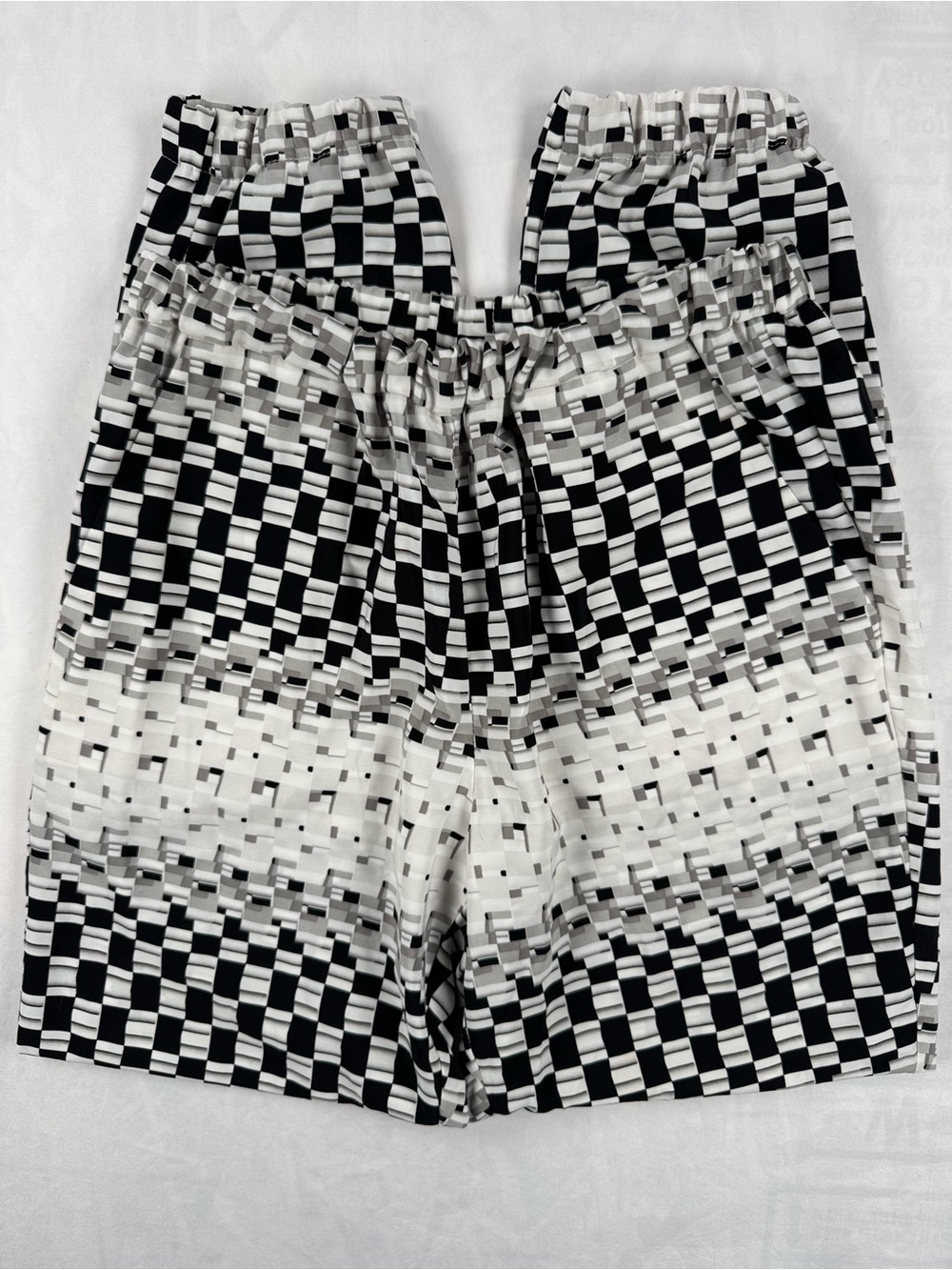 TopShop Black and White Checkered Elastic Waistband Flowy Pants with Drawstring